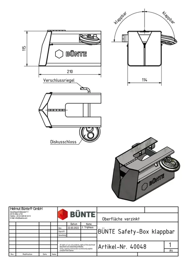 Diebstahlsicherung BÜNTE Safety-Box XL, klappbar