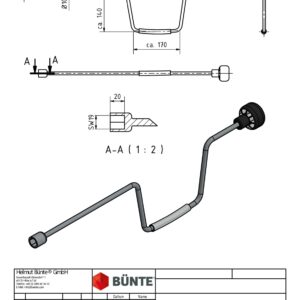 Handkurbel BÜNTE 660mm, Schlüsselweite 19 Anhänger-Shop