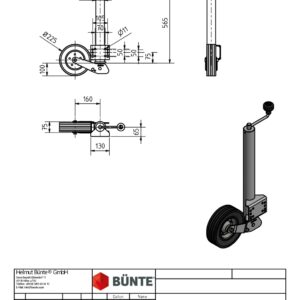 Stützrad BÜNTE Ø 60mm, automatisch klappbar Anhänger-Shop