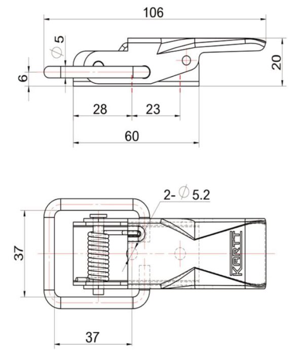 Bordwandverschluss 37 x 106 x 20 mm Anhänger Shop