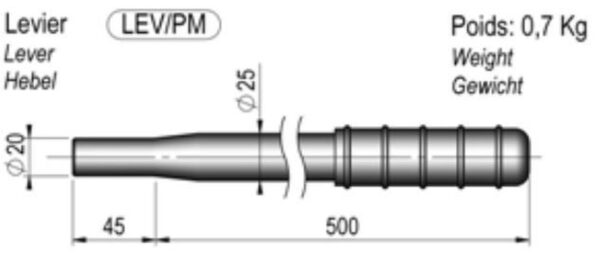 Hebel für hydraulische Handpumpen Ø 20/25 x 545 mm Anhänger Shop