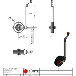 Stützrad BÜNTE-KARTT Ø 48mm mit Turn-Lock Anhänger Shop