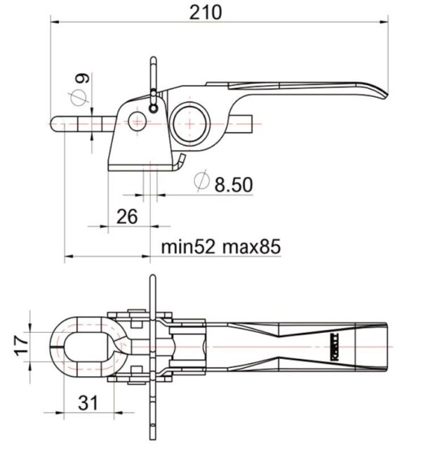 Bordwandverschluss KARTT 17 x 210-243 mm Anhänger Shop