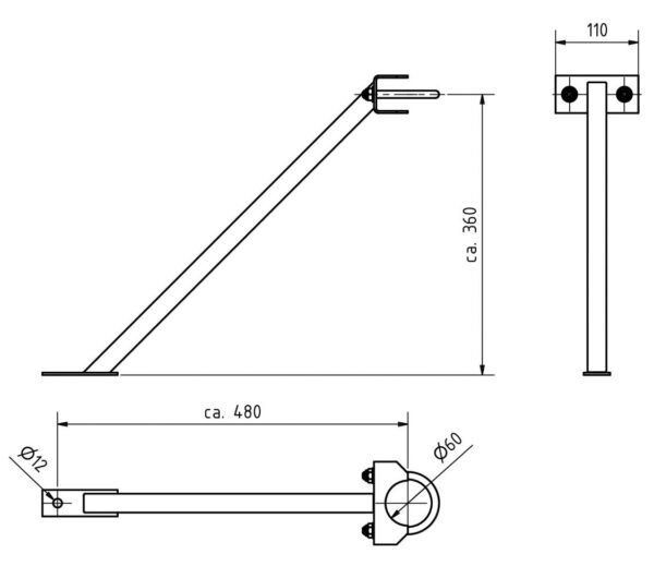 Stützradstrebe für 60mm Stützrad Anhänger Shop