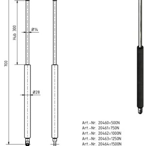 Gasfeder 14-28 700mm Anhänger Shop