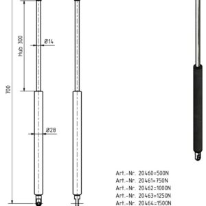 Gasfeder 14-28 700mm Anhänger Shop
