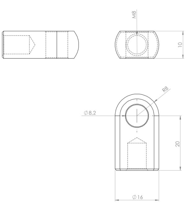 Befestigungsteil mit flachem Auge M8 Anhänger Shop