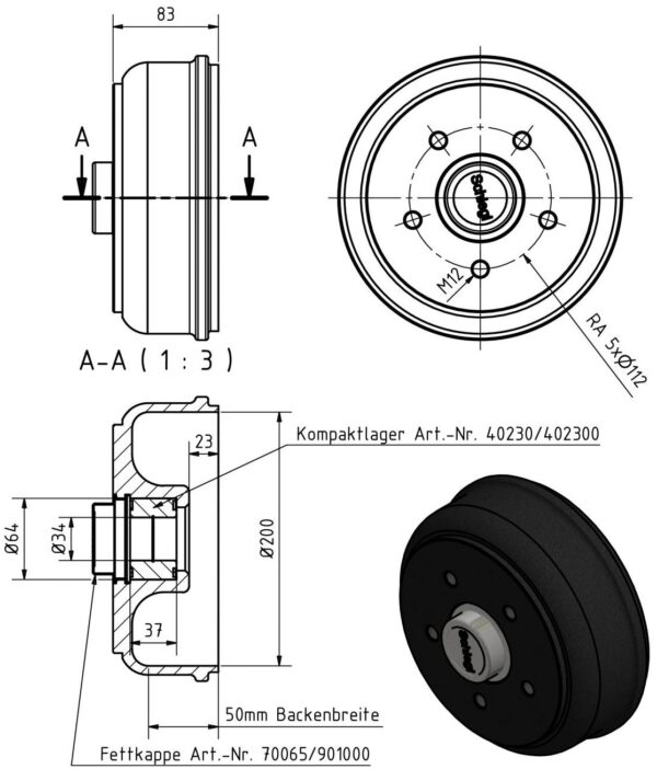 Bremsbackensatz 200x50mm für Knott Anhänger Shop