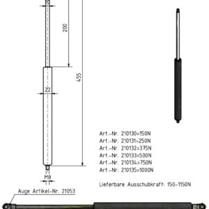 Gasfeder 10-22 455mm Anhänger Shop