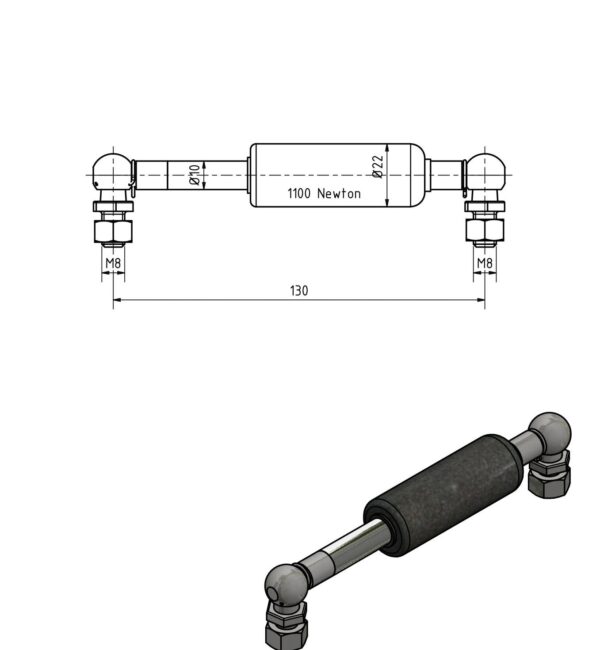 Gasfeder 10-22 130mm Anhänger Shop