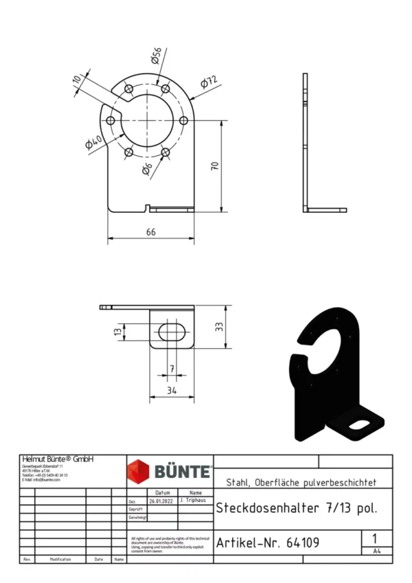 64109-Steckdosenhalter für 7- und 13-polige Steckdosen Anhänger-Shop